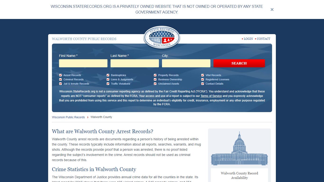 Walworth County Arrest, Court, and Public Records | StateRecords.org