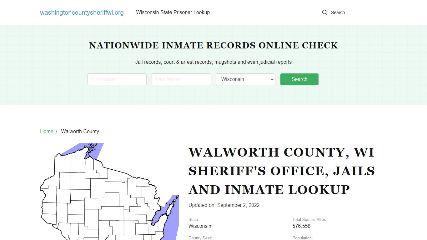 Walworth County WI Sheriff's Office, Jails and Inmate Lookup