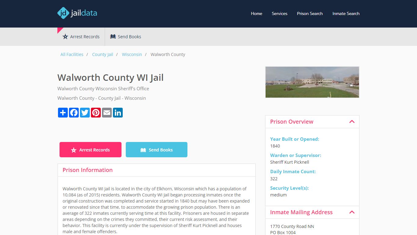 Walworth County WI Jail Inmate Search and Prisoner Info - Elkhorn, WI